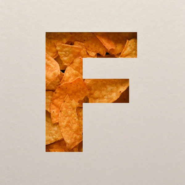 Font Design Abstrakt Abeceda Font Triangle Corn Chips Realistic Leaves — Stock fotografie