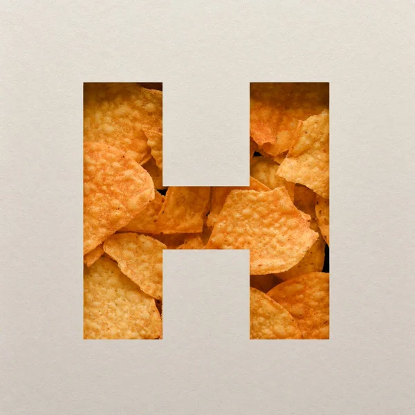 Font Design Abstrakt Abeceda Font Triangle Corn Chips Realistic Leaves — Stock fotografie