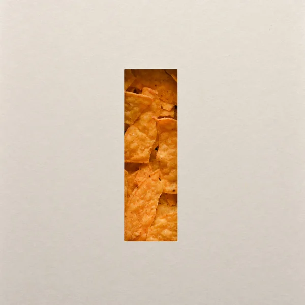 Lettertype Ontwerp Abstracte Alfabet Lettertype Met Driehoek Maïs Chips Realistische — Stockfoto