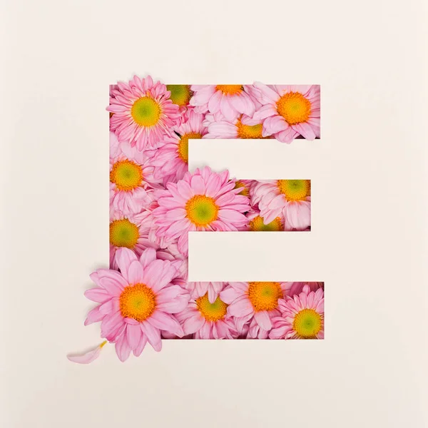 Font Design Abstract Alphabet Font Pink Flower Realistic Flower Typography — Stock Photo, Image