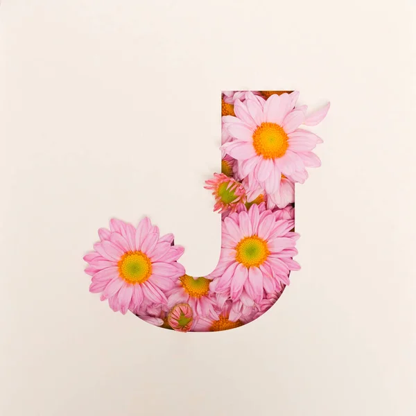 Schriftdesign Abstrakte Schrift Mit Rosa Blume Realistische Blütentypografie — Stockfoto