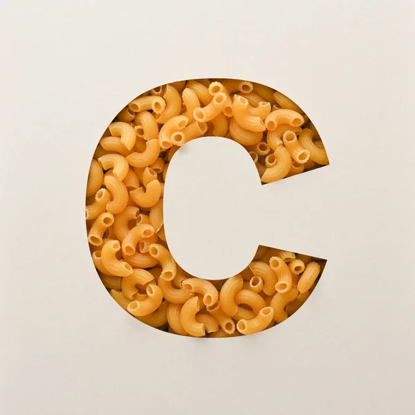 Lettertype Ontwerp Abstracte Alfabet Lettertype Met Elleboog Macaroni Realistische Voedsel — Stockfoto