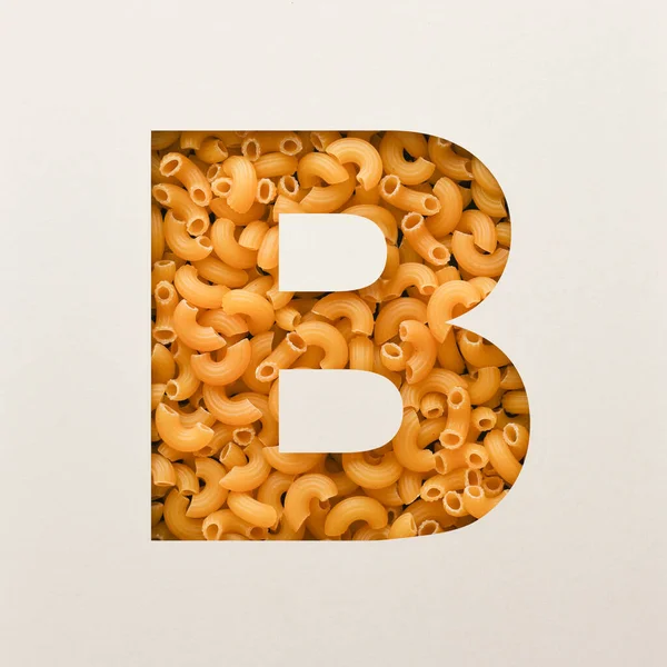 Lettertype Ontwerp Abstracte Alfabet Lettertype Met Elleboog Macaroni Realistische Voedsel — Stockfoto