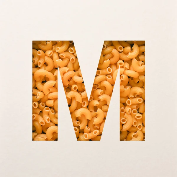 Lettertype Ontwerp Abstracte Alfabet Lettertype Met Elleboog Macaroni Realistische Voedsel — Stockfoto