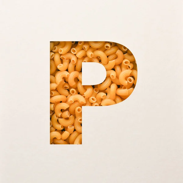 Lettertype Ontwerp Abstracte Alfabet Lettertype Met Elleboog Macaroni Realistische Voedsel — Stockfoto