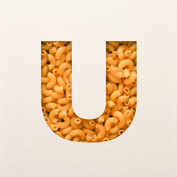 Lettertype Ontwerp Abstracte Alfabet Lettertype Met Elleboog Macaroni Realistische Voedsel — Stockfoto
