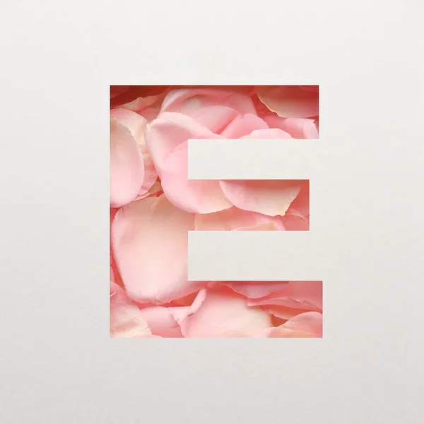 Schriftdesign Abstrakte Schrift Mit Rosa Rosenblättern Realistische Blütentypografie — Stockfoto
