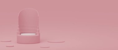 3D rendering, mock up scene with pink pastel creative geometric shape podium, abstract background, 3D illustration