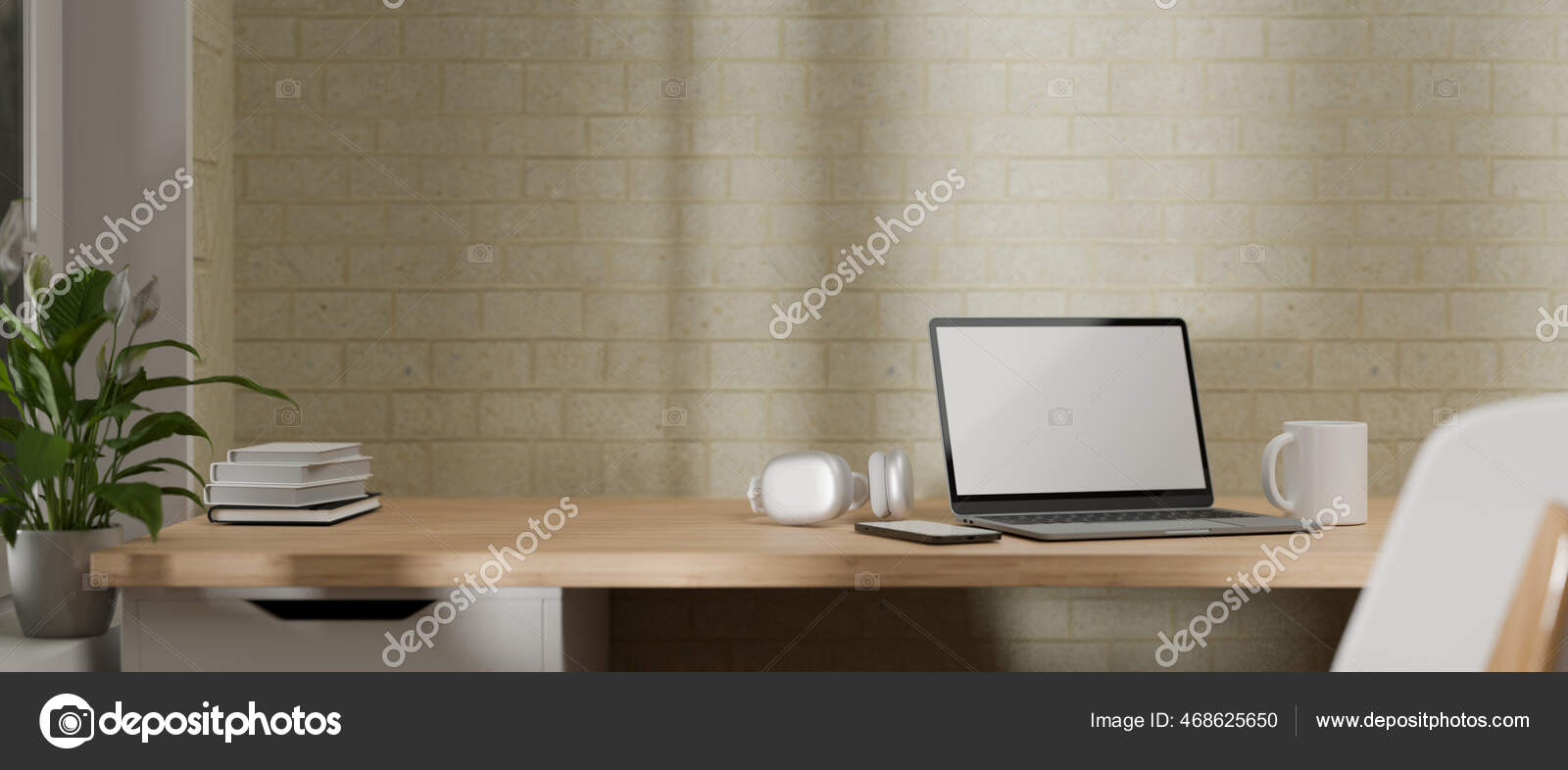 Side View Rendering Home Office Room Computer Desk Window Laptop Stock  Photo by ©BongkarnGraphic 468625650