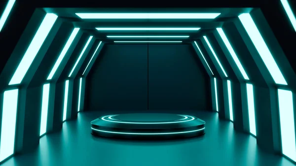 Futuristische Mock Scene Met Podium Voor Product Display Abstract Blauw — Stockfoto