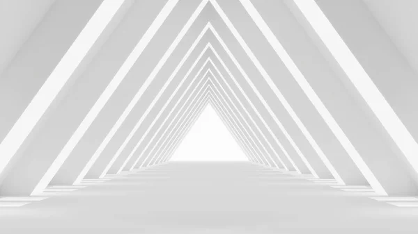 Futurystyczna Scena Makiety Abstrakcyjny Biały Trójkąt Futurystyczny Science Fiction Wnętrza — Zdjęcie stockowe