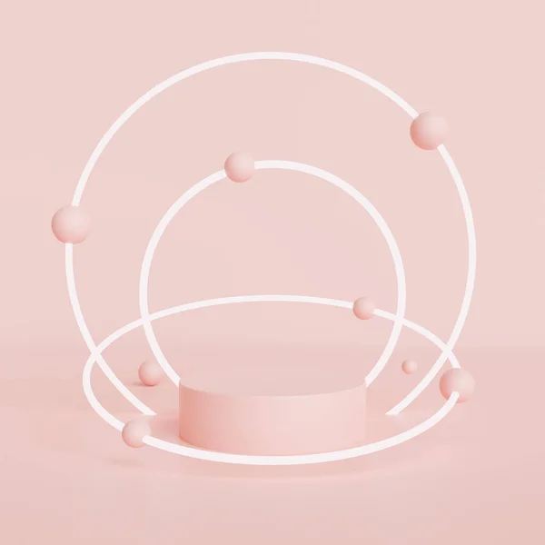 Escena Maqueta Rosa Con Forma Geometría Podio Para Visualización Productos — Foto de Stock