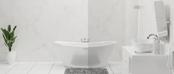 Moderne Élégant Intérieur Salle Bain Avec Baignoire Luxe Évier Céramique — Photo