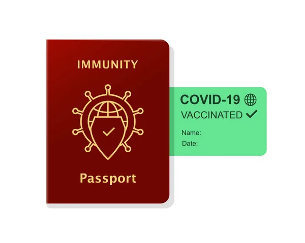 Dokunulmazlık Pasaportu Aşı Sertifikası Koronavirüse Karşı Bağışıklık Covid Aşı Seyahat — Stok Vektör