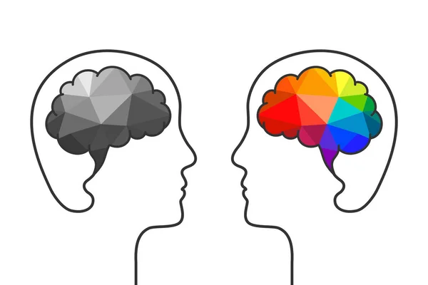 Contour Tête Cerveau Fait Polystyrène Bas Coloré Comme Concept Pensée — Image vectorielle