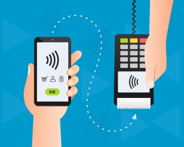 POS terminalinde akıllı telefonlu cep telefonu ödemesi