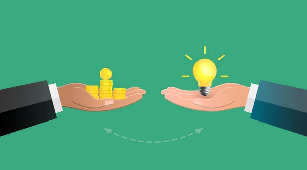 Glödlampa Som Affärsidé Eller Innovation Och Pengar Som Investeringskoncept — Stock vektor