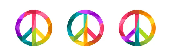 Σημάδι Ειρήνης Και Σύμβολο Που Γίνεται Στο Πολύχρωμο Χαμηλό Πολυ — Διανυσματικό Αρχείο