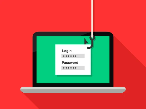 Phishing Concept Hacker Stelen Login Account Gebruikersnaam Wachtwoord Informatie Van — Stockvector