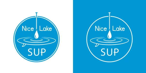 Sup Stand Paddle Embarque Ícone Modelo Logotipo Raquete Gota Água —  Vetores de Stock