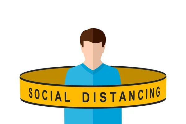 Soziale Distanzierung Mit Person Und Band — Stockvektor