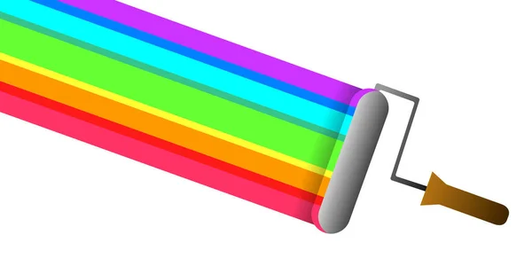 Farbwalze Die Bunte Diagonale Streifen Auf Weißem Hintergrund Hinterlässt Farbspektrum — Stockvektor