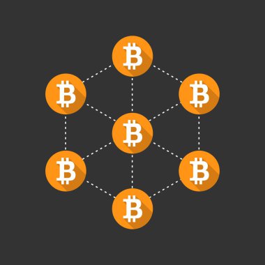 Bitcoin ağı. Her işlem kavramı hakkında engelleme zinciri, P2P protokolü ve bilgi aktarımı.