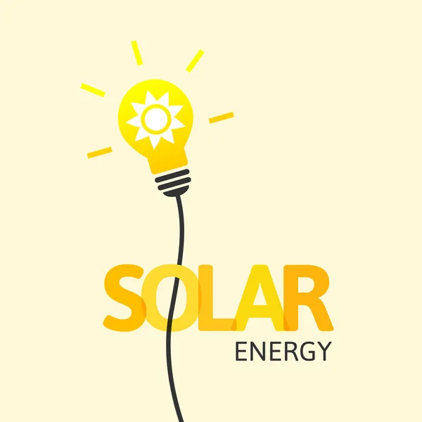 Concepto Energía Solar Electricidad Fuente Energía Con Bombilla Símbolo Sol — Archivo Imágenes Vectoriales