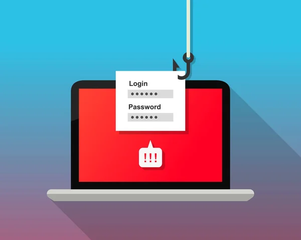 Phishing Concept Hacker Stealing Login Password Information Laptop Screen Using — Stock Vector