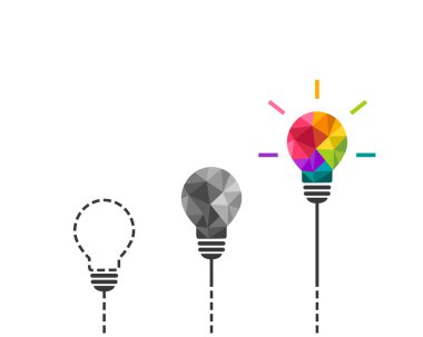 Renkli ampullü yaratıcı fikir kavramı
