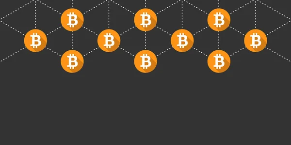 Bitcoin Pankartı Konsepti Koyu Arkaplan — Stok Vektör