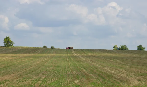 Grassfield met vrachtwagen in afstand — Stockfoto