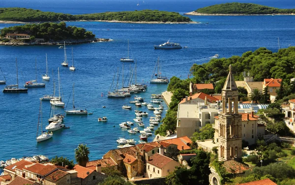 Church Tower of Coastal Town — Stock Photo, Image