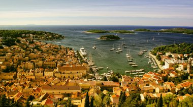 Coatsal şehir Hvar Hırvatistan Panoraması