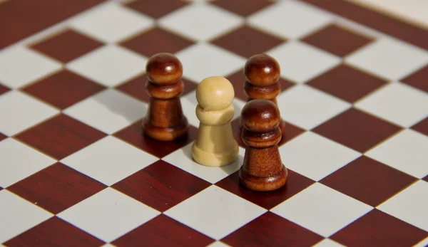 Chessmen on Checkboard — Stock Photo, Image