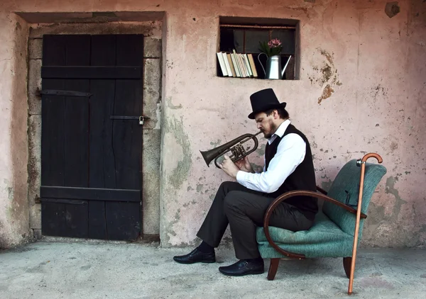 Vintage Musician Playing — Stock Photo, Image