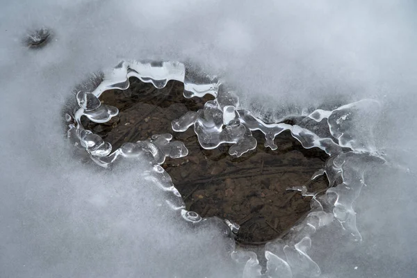 Χάσματα Πάγου Σγουρές Παγωμένες Άκρες Παγωμένο Ποτάμι — Φωτογραφία Αρχείου