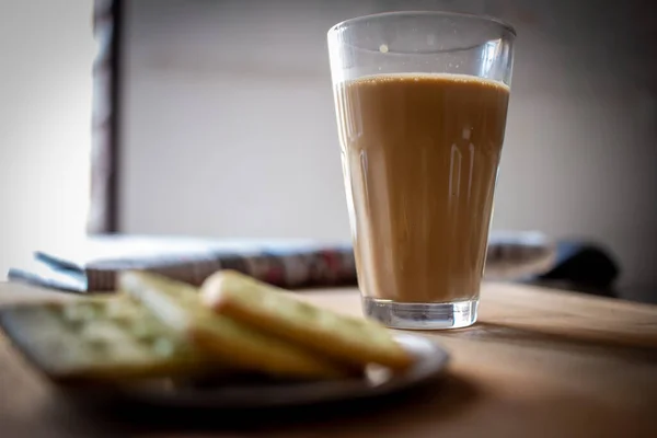 Вечерняя Закуска Чаем Печеньем Чай Крекерами — стоковое фото