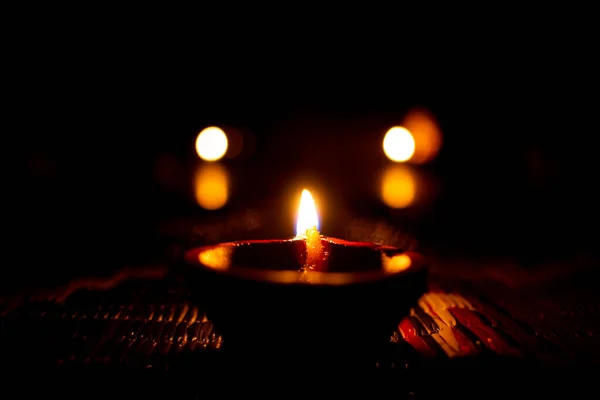 Iluminação Diya Comumente Feito Durante Festivais Indianos Karthigai Deepam Festival — Fotografia de Stock