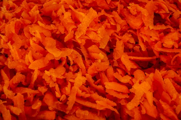 Vista Superior Zanahoria Rallada Que Rica Vitamina Trozos Zanahoria Rallada — Foto de Stock