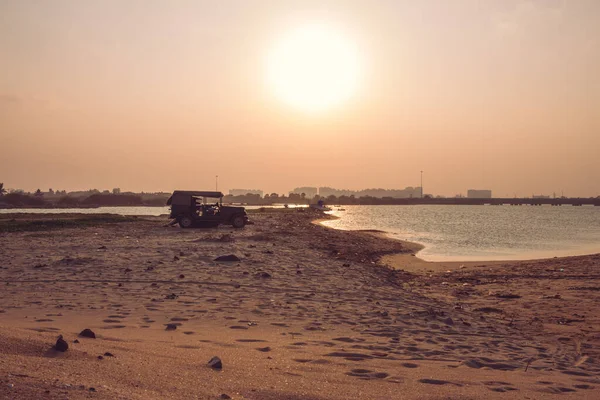 View Vehicle Parked Sands Backwaters East Coast Road Chennai India — Stock Photo, Image