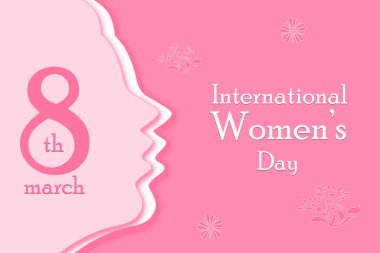 Uluslararası Kadınlar Günü. Mutlu Kadınlar Günü 8 Mart bayrağı.