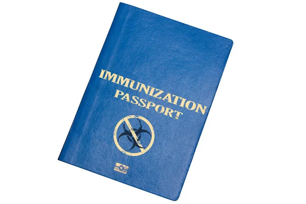 Passaporte Biométrico Azul Sobre Fundo Branco Com Inscrição Immunization Passport — Fotografia de Stock