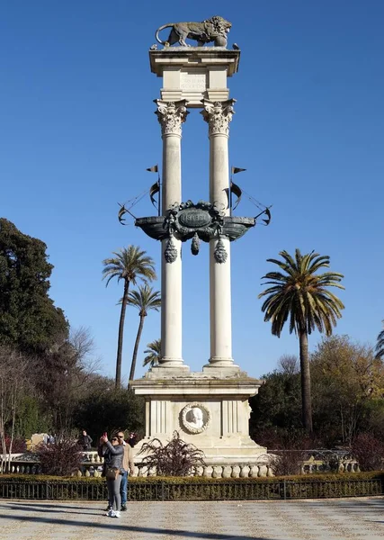 Монумент Христофору Колумбу Саду Мурильо Сад Мурильо Севилья Испания Января — стоковое фото