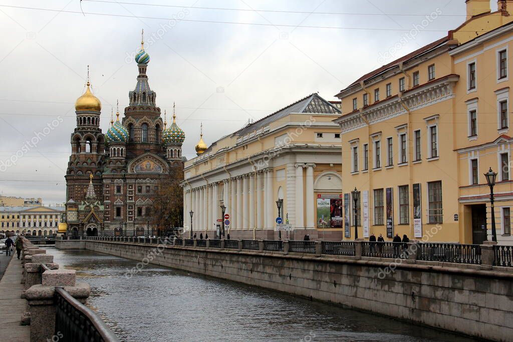 Griboyedov Canal with the Church of the Savior on Blood in St. Petersburg, Russia - October 13, 2013