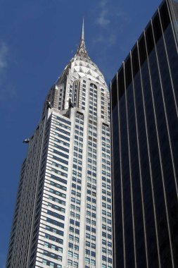 Chrysler Binası, ön cephenin üst kısmı, 42. Cadde, New York, New York, ABD - 11 Ağustos 2020