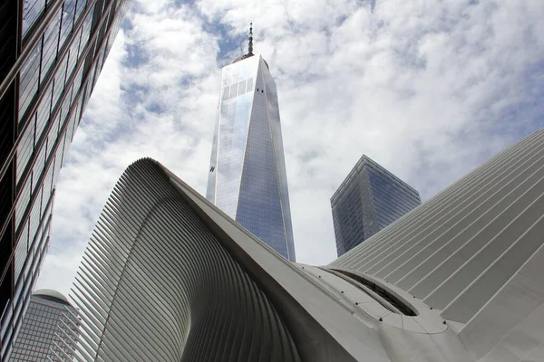 Východní Průčelí Věže One World Trade Center Detail Budovy Oculus — Stock fotografie