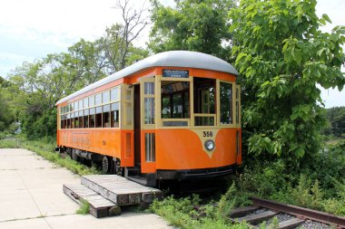 Kingston Point Demiryolu 'nun eski dizel tramvayı, Kingston, New York, ABD - 15 Ağustos 2020