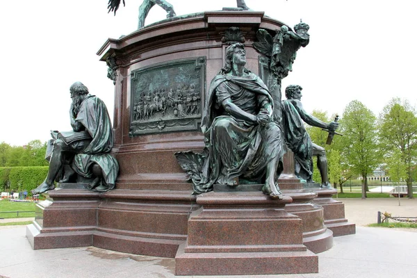 Sculptural Details Pedestal Bronze Equestrian Statue Friedrich Franz Grand Duke — Foto de Stock