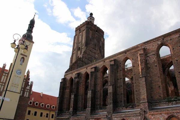 Carcaça Igreja Paroquial Gótica Arruinada Destruída Durante Segunda Guerra Mundial — Fotografia de Stock